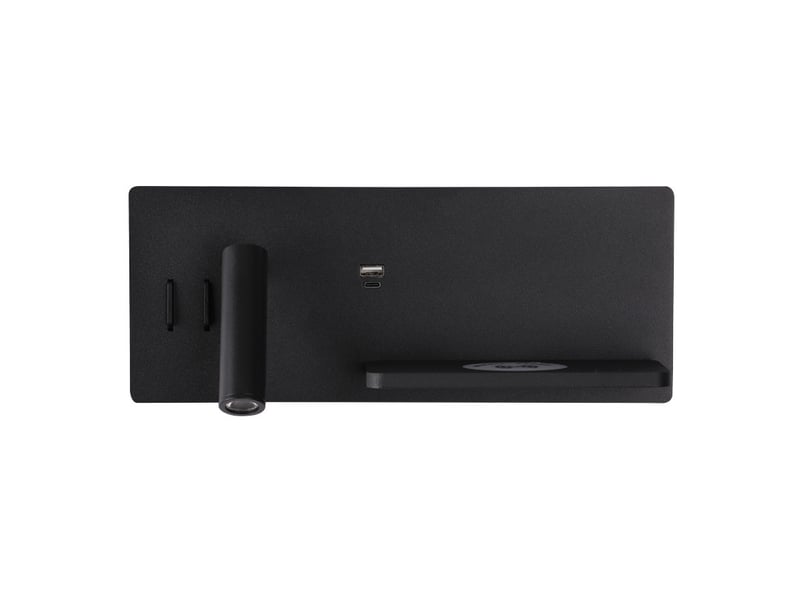  Zambelis zambelis applique murale de lecture zambelis noire avec chargeurs usb et sans fil, led 3000k (côté gauche)  - Conforama A