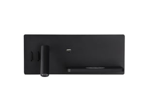 Zambelis zambelis applique murale de lecture zambelis noire avec chargeurs usb et sans fil, led 3000k (côté gauche)