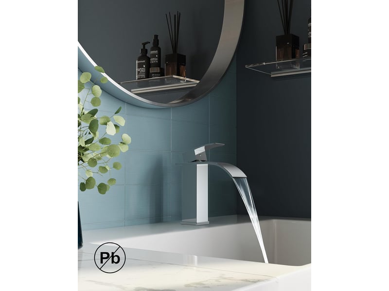  Robinet salle de bain noir avec bonde de vidage,mitigeur lavabo cascade, hauteur de bec 110 mm, économiseur d’eau et d’énergie  - Conforama B