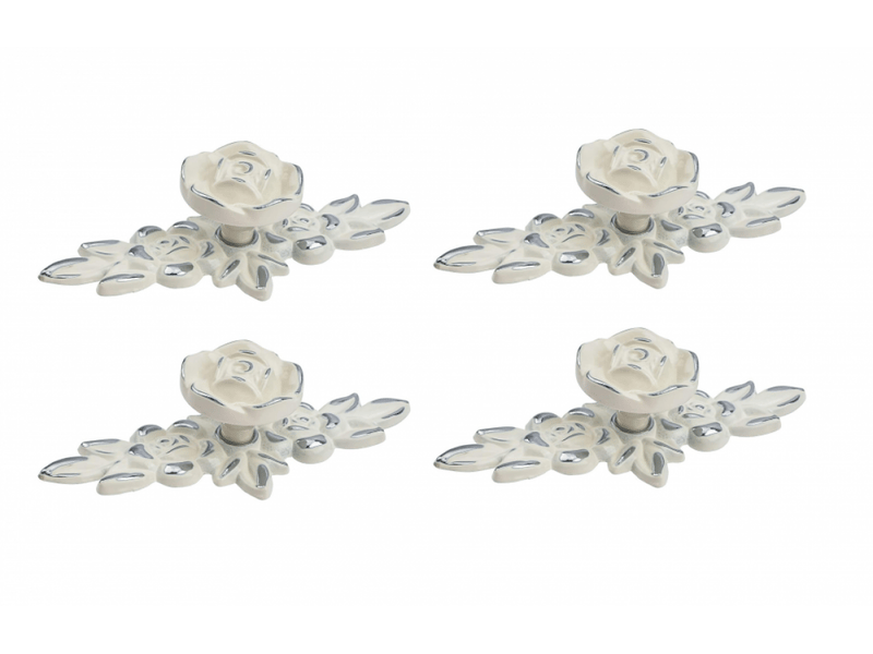  Paquet de 4 boutons pour armoire, tirateurs vintage en alliage de zinc, boutons pour tiroir, coiffeuse et placard, 103 mm (bord argenté)  - Conforama A
