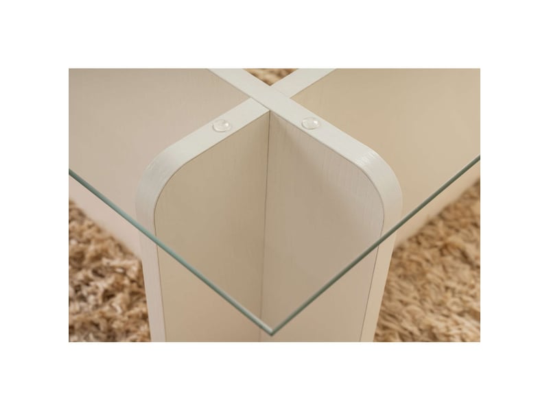  Table basse de salon en verre trempé et bois mdf mélaminé bois blanc 105 x 65 x 30 cm  - Conforama E