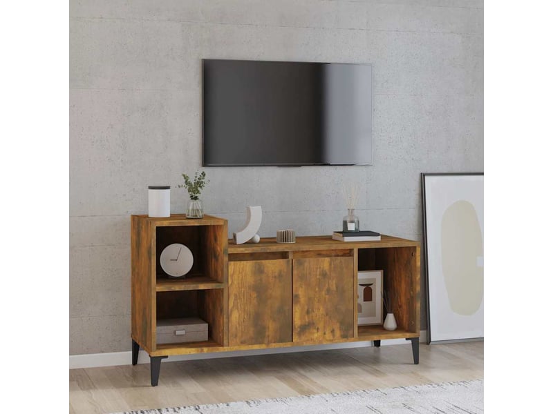  Meuble tv - banc tv - meuble de rangement chêne fumé 100x35x55 cm bois d'ingénierie  - Conforama B