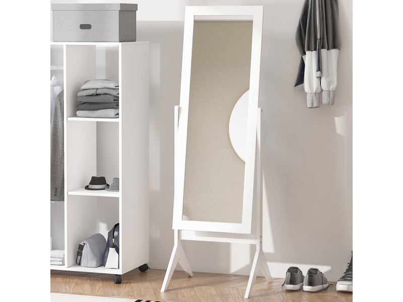  Miroir en pied grand miroir de sol inclinaison réglable pour dressing chambre dim. 47l x 46l x 148h cm en blanc  - Conforama D