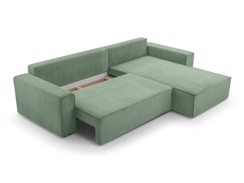  Canapé d’angle en velours côtelé cedria – 287 cm vert sauge CedriaMini - Conforama D