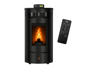 Poêle à granulés étanche flora 9 kw + télécommande - noir
