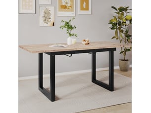Table à manger extensible ulevr rectangulaire l140180 x l80 x h75 cm style industriel mdf effet chêne noir et naturel