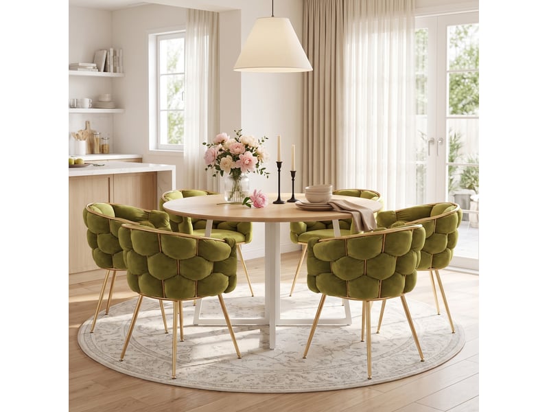  Fauteuil avec accoudoirs en velours, structure en métal coloris olive  - Conforama D