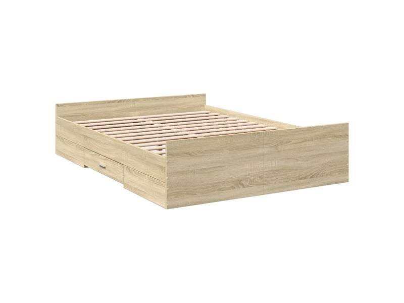  Lit double- lit adulte -  cadre de lit avec tiroirs sans matelas chêne sonoma 120x190 cm  - Conforama B
