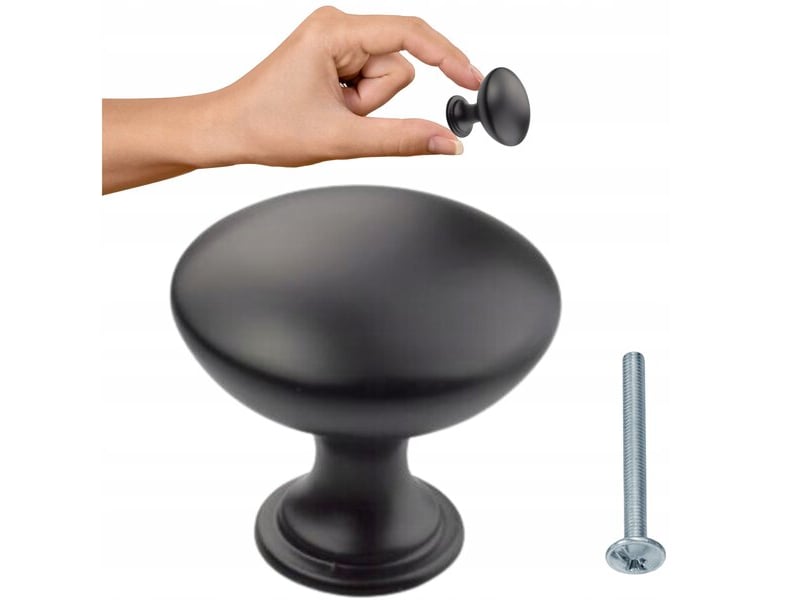  Boutons de meubles ronds mats noirs (2 pièces)  - Conforama B
