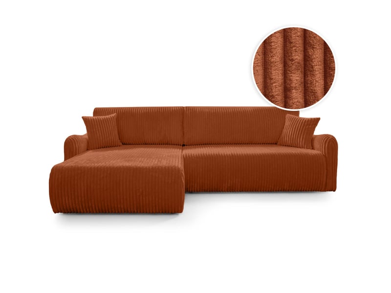  Apoline - canapé d'angle réversible convertible 4 places avec coffre en velours côtelé épais  - Conforama A