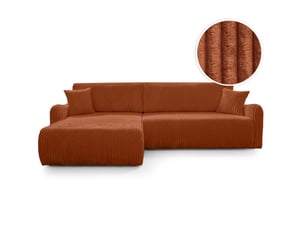 Canapé d'angle réversible convertible LOUNGITUDE APOLINE 4 places Velours orange avec coffre de rangement