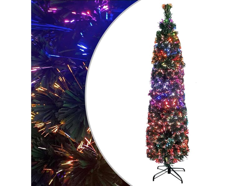  Sapin de noël, arbre de noël artificiel mince et support 150 cm fibre optique  - Conforama B