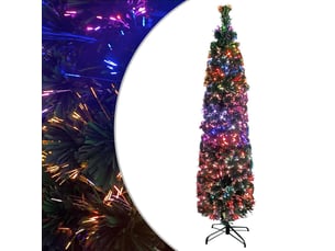 Sapin de noël, arbre de noël artificiel mince et support 150 cm fibre optique