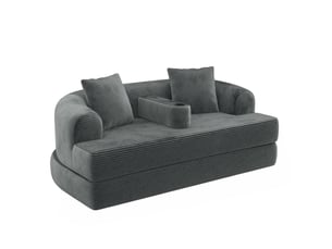 Canapé droit compressé convertible NECHE N887P514056G 2 places Velours côtelé gris foncé