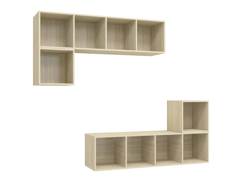  Ensemble de meubles tv 4 pcs chêne sonoma bois d'ingénierie shl19136  - Conforama A