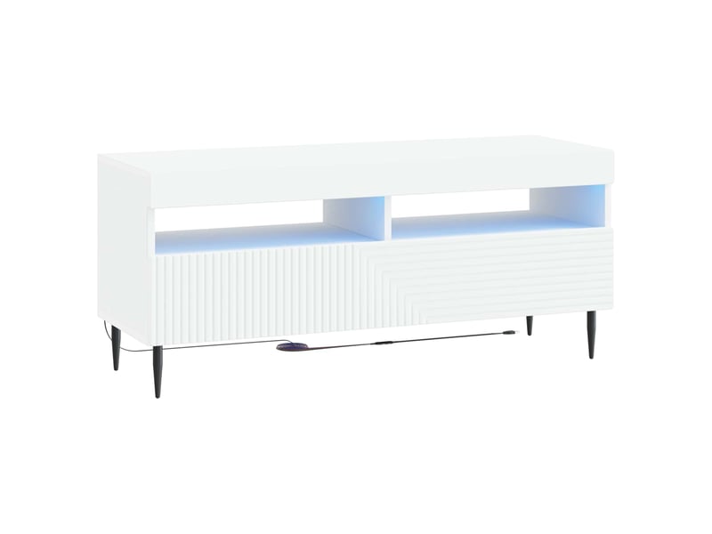  Meuble tv - banc tv - meuble de rangement led blanc bois d'ingénierie  - Conforama A