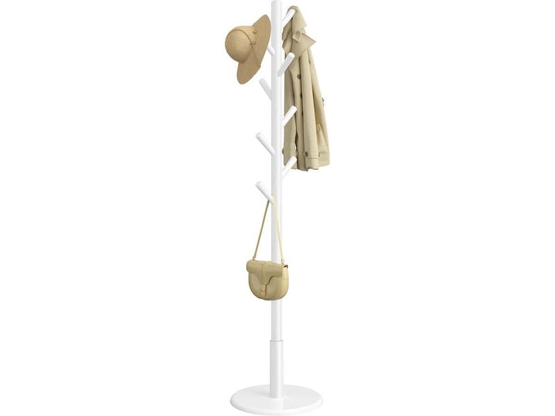  Portemanteau sur pieds avec 8 crochets pour manteaux et chapeaux 40 x 171,8 cm style moderne entrée en bois d'hévéa beige 12_0012220  - Conforama A