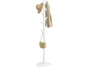 Portemanteau sur pieds avec 8 crochets pour manteaux et chapeaux 40 x 171,8 cm style moderne entrée en bois d'hévéa beige 12_0012220