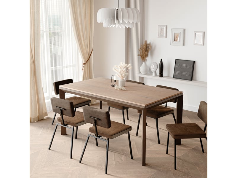 Table à manger extensible faro - 6-8 personnes - rectangulaire - 160x90x76 cm - cremona marron FARO - Conforama B