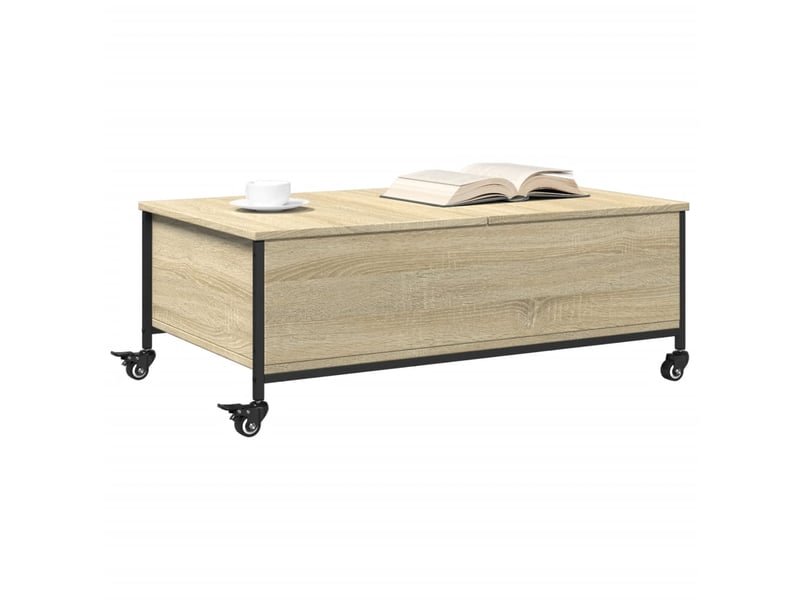  Table basse | table d'appoint salon avec roulettes chêne sonoma bois d'ingénierie  - Conforama D