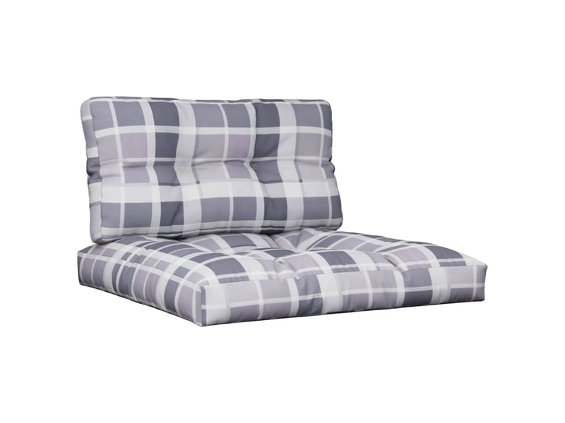  Lot de 2 coussins de palette, coussins de canapé motif à carreaux gris tissu cf59542  - Conforama A