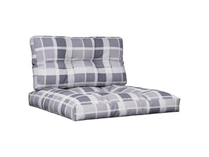 Lot de 2 coussins de palette, coussins de canapé motif à carreaux gris tissu cf59542
