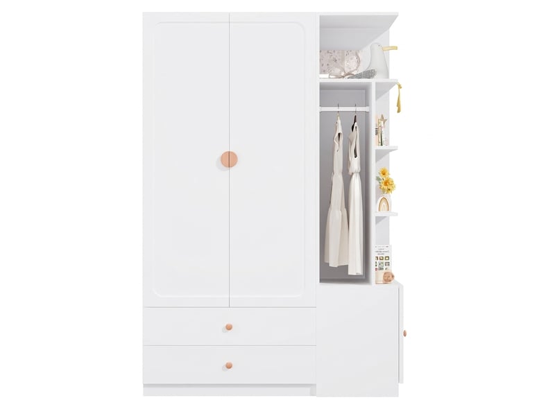  Armoire penderie 90x50x200 cm chêne artisan armoire 2 portes et 2 tiroirs avec barre  - Conforama E