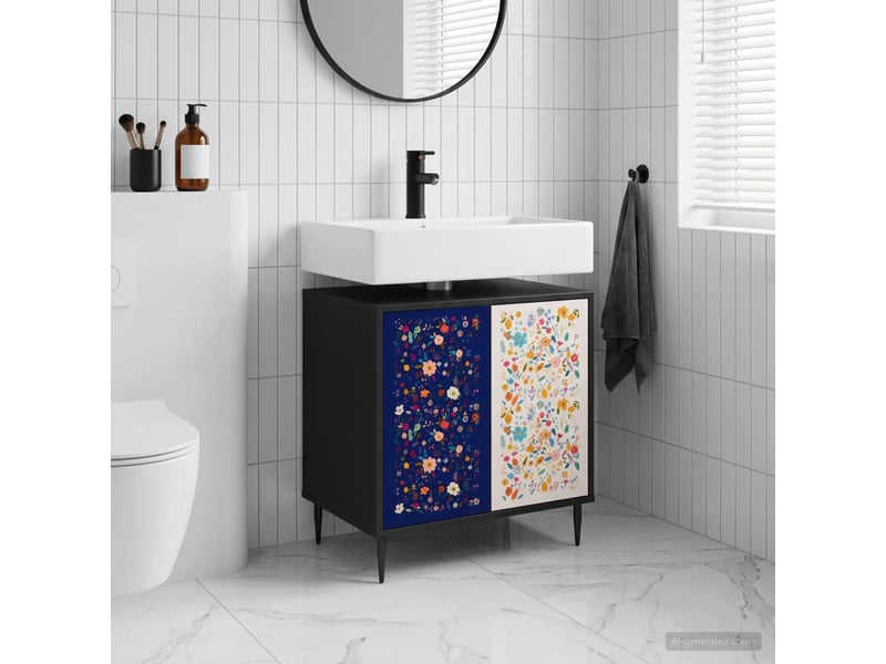  Armoire de salle de bain, meuble de rangement mainz chêne noir 60x40x61 cm  - Conforama B