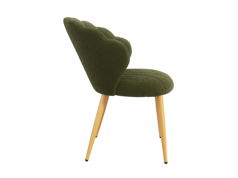  Lot de 6 fauteuils - 60x62.5x83 cm - tissu bouclé - assise rembourrée - dossier coquillage - pieds en métal - usage quotidien - vert CozyNest - Conforama C