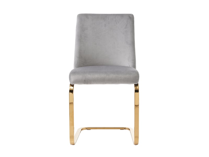  Chaise de salle à manger lot de 6 avec dossier à losanges et pieds métalliques dorés en velours gris  - Conforama A