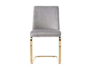 Chaise de salle à manger lot de 6 avec dossier à losanges et pieds métalliques dorés en velours gris