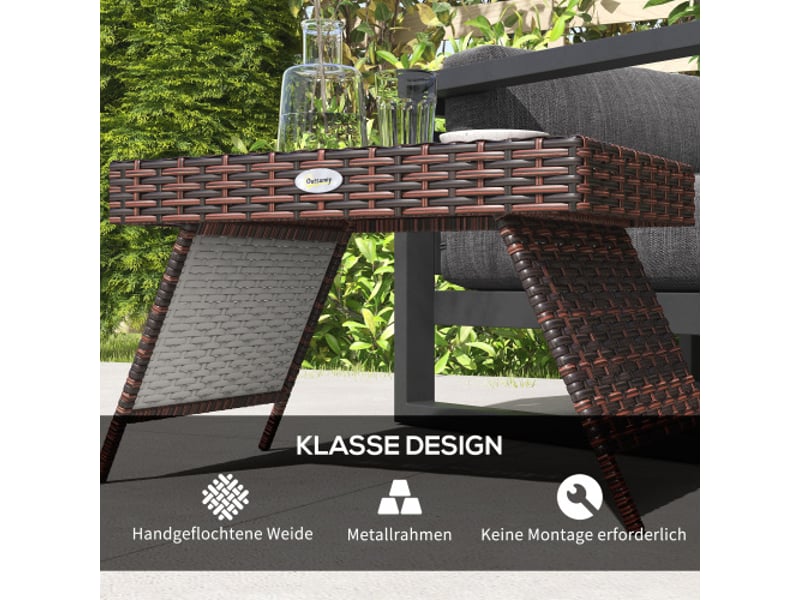  Table de jardin pliante en rotin marron, résistante aux intempéries, 60x41x41 cm, balcon et terrasse  - Conforama D