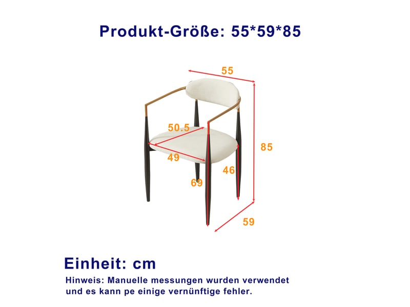  Lot de 2 chaises de salle à manger 59x55x85cm, beige+noir, chaises de cuisine, chaise repas, style contemporain, métal+tissu  - Conforama C