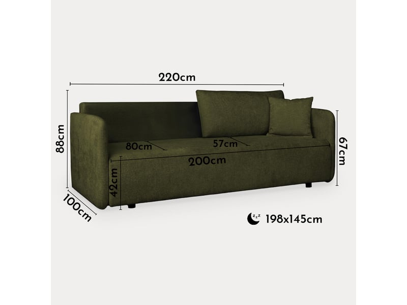 Celsy - canapé 3 places convertible avec coffre en tissu vert CELSY-3P-VER - Conforama E