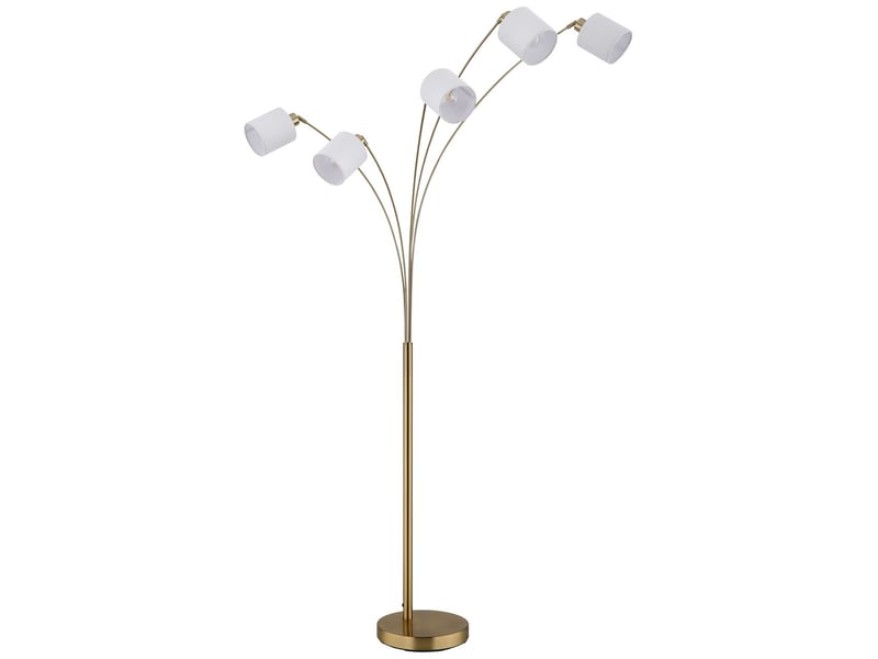  Globo truett lampadaire à plusieurs bras, laiton mat, abat-jour blanc lin, 5 x e27  - Conforama C