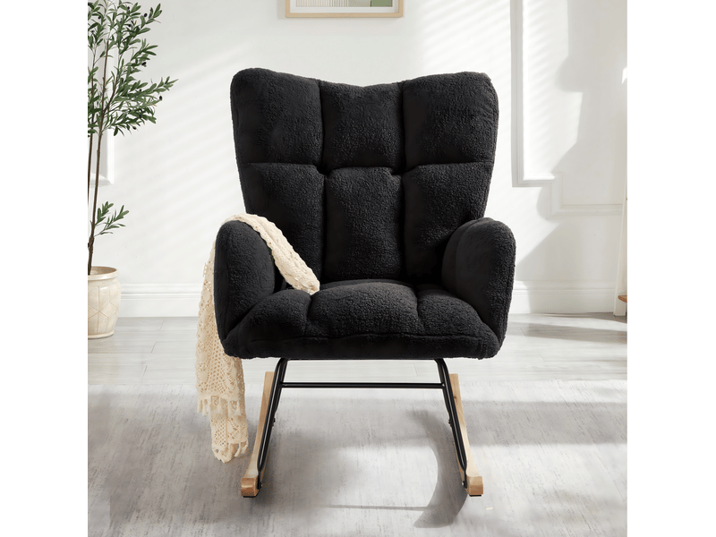 Fauteuil à bascule modenvie 69 x 89 x 101 cm en polyester gris foncé design scandinave - Conforama B