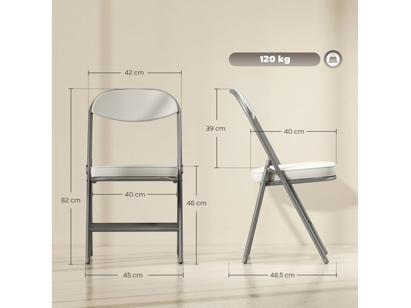  Lot de 4 chaises pliantes en creme blanc, confortables pour camping et bureau  - Conforama C