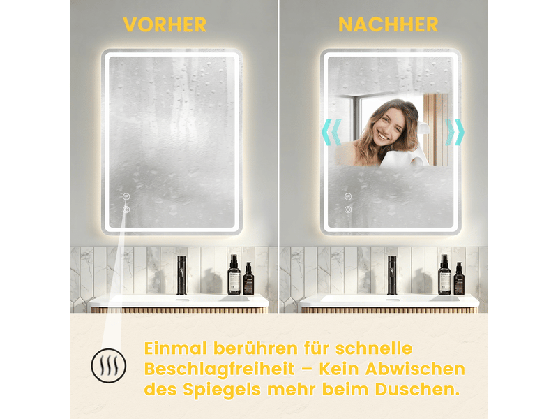  Miroir mural de salle de bain led antibuée tactile 60 x 80 cm W3416P502022 - Conforama E
