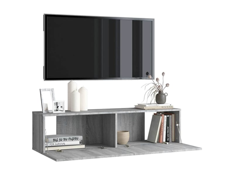  Meuble murale tv - banc tv - meuble de rangement sonoma gris 120x30x30 cm bois d'ingénierie  - Conforama D
