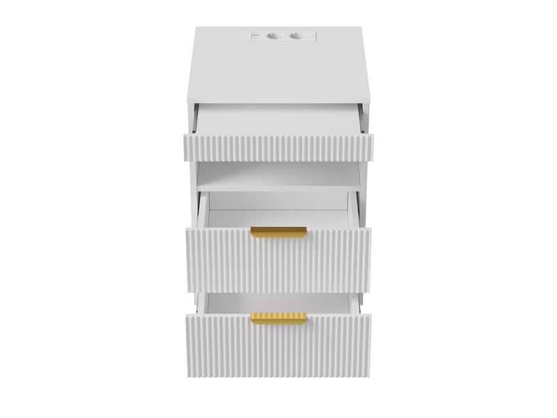 Table de chevet 40x40x60 cm, table de nuit avec station de charge usb c et led rgb, compartiment caché, avec 2 tiroirs et niche de rangement, blanc - Conforama A