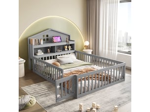 Lit cabane 140x200 cm SOGEU coloris gris