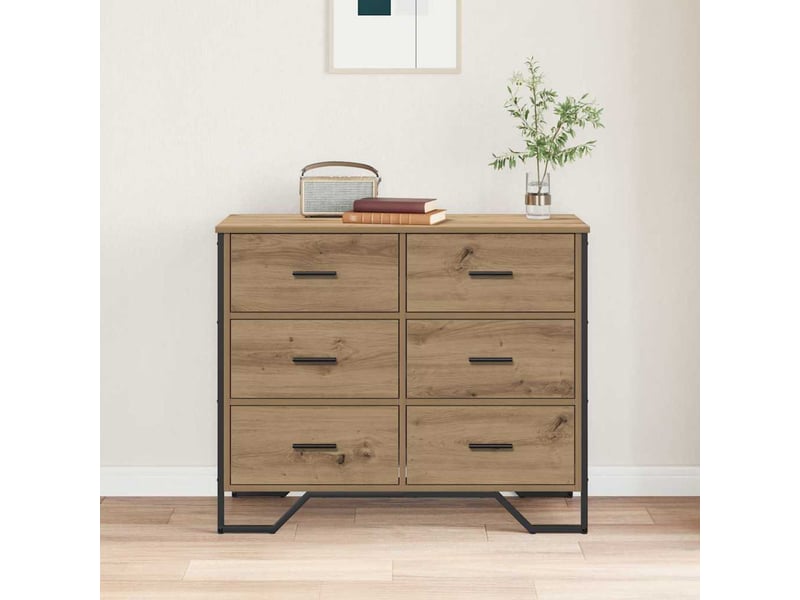  Commode chambre adulte, armoire à tiroirs 6-tiroir chêne artisanal 91x35,5x74,5 cm  - Conforama D