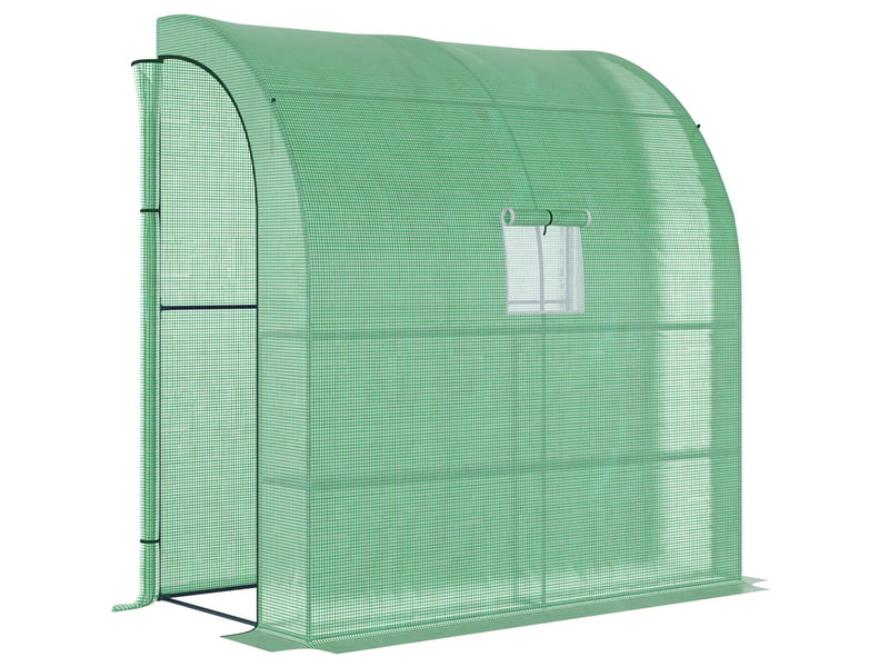  Serre adossable 200 x 100 x 215 cm – verte – 2 portes enroulables zippées, couverture pe anti-uv  - Conforama A