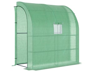 Serre adossable 200 x 100 x 215 cm – verte – 2 portes enroulables zippées, couverture pe anti-uv