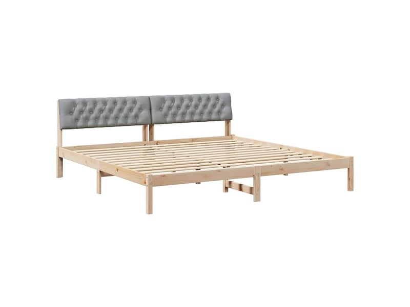  Lit double- lit adulte -  cadre de lit avec tête de lit marron et gris clair 200 x 200 cm  - Conforama A