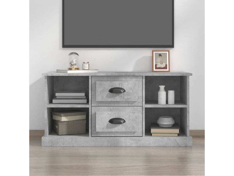  Meuble tv - banc tv - meuble de rangement gris béton 99,5x35,5x48 cm bois d'ingénierie  - Conforama B