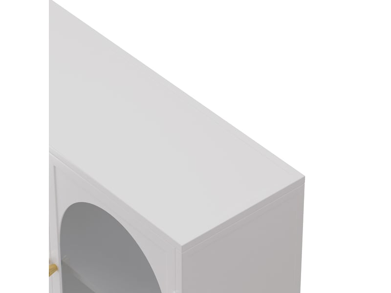  Armoire murale 4 portes verre gris et métal blanc 120 x 23 x 70 cm W2552P481271 - Conforama E