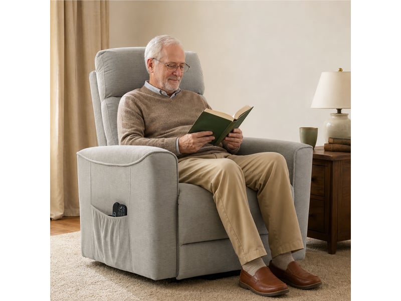 Fauteuil releveur électrique massant chauffant port usb gris clair - Conforama E