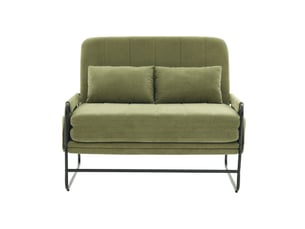 Canapé convertible 2 places 104*85*92cm en chenille avec poches latérales vert olive chicfurn