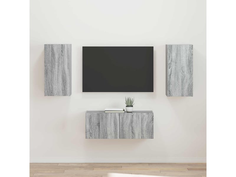  Ensemble meuble tv - banc tv - meuble de rangement 2 pcs gris sonoma bois d'ingénierie  - Conforama B
